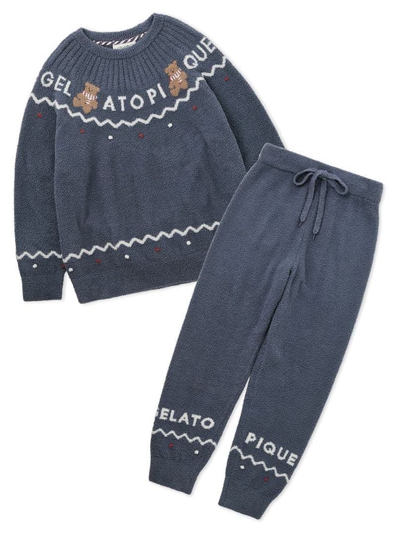 新品♡正規品♡ジェラートピケ ノルディックプルオーバー&ロングパンツ ネイビー