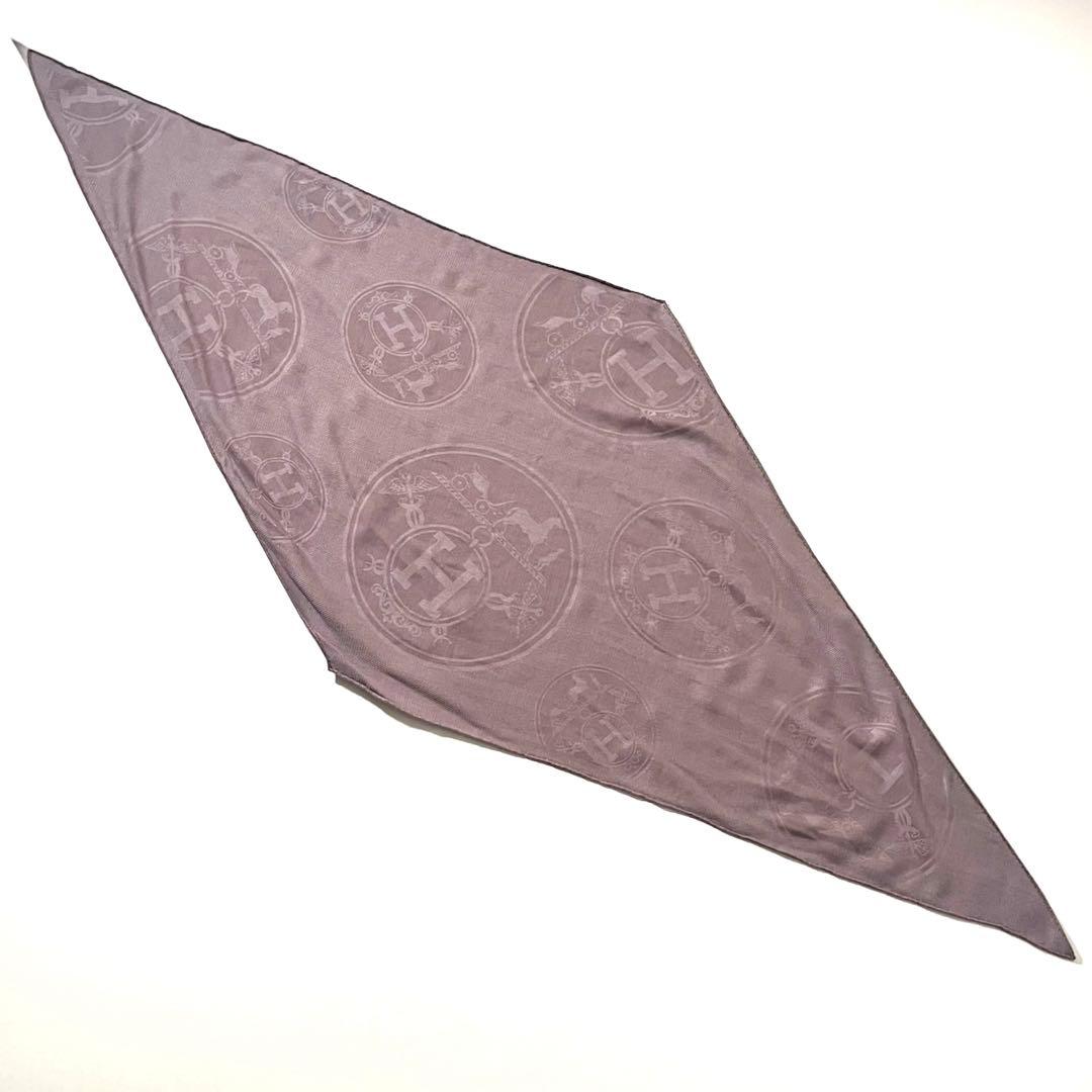 【美品】エルメス　ロザンジュ ニューリブリス　ストール　カシミヤ&シルク　ロゴ