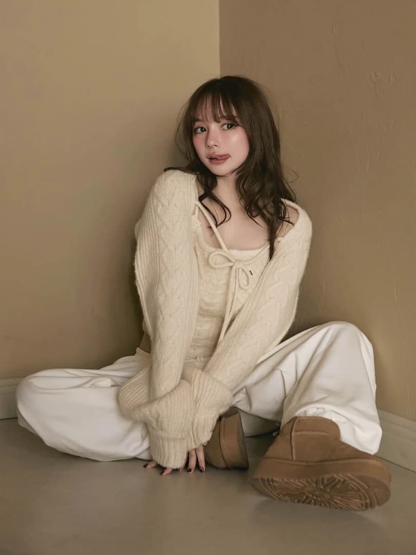 トップス andmary Heart cable knit set IVO