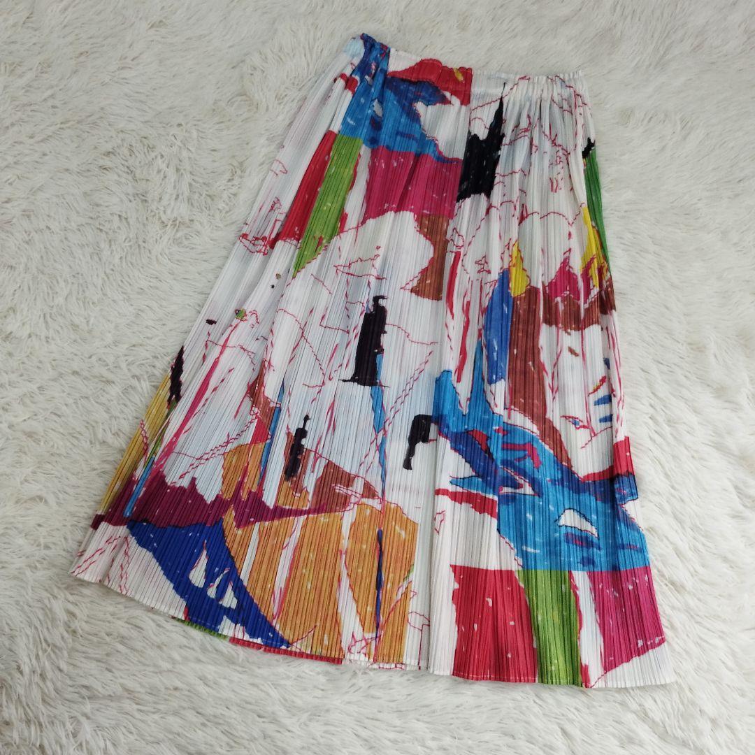 19835✨️PLEATS PLEASE アートプリント グラフィティ スカート