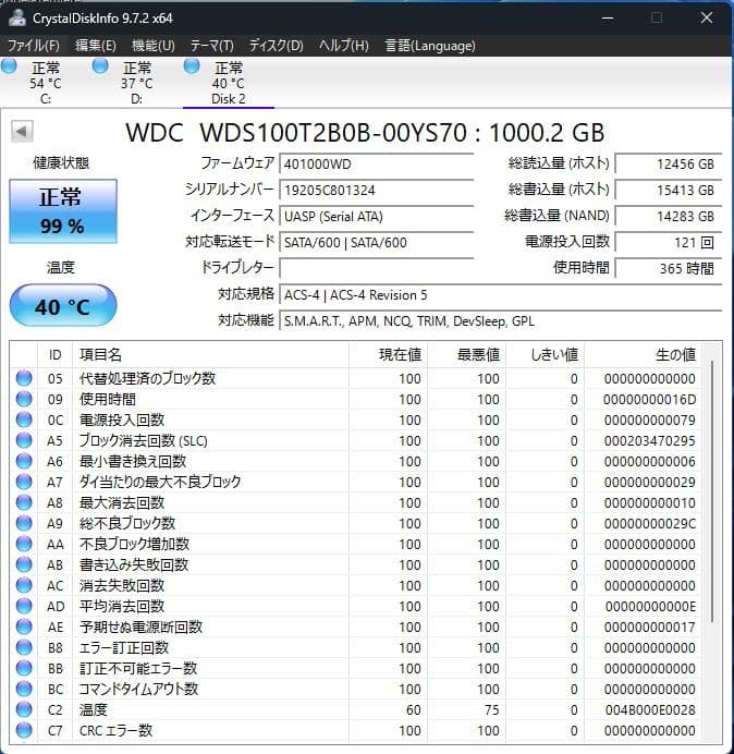 WD Blue SATA SSD 1TB 使用時間少