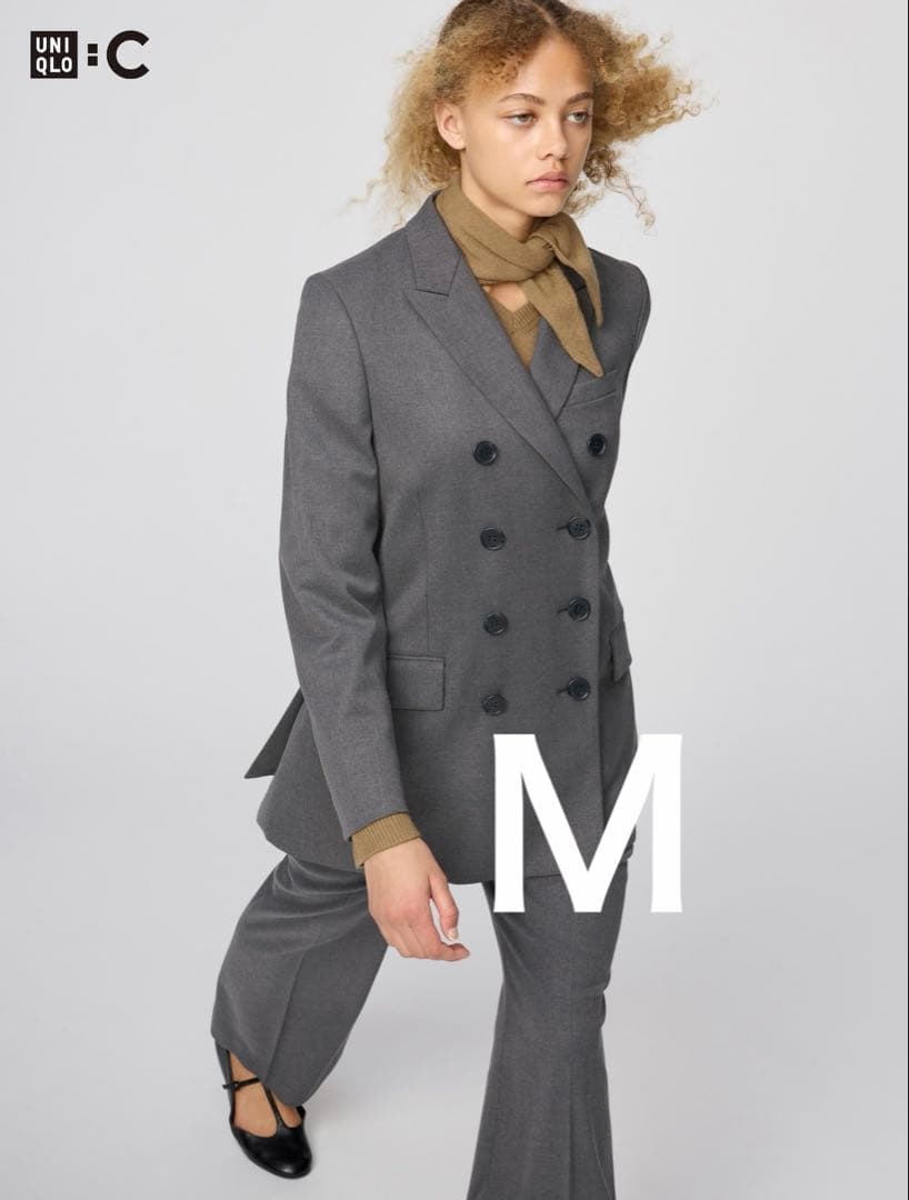 UNIQLO:C テーラードジャケット ダブルブレスト グレー M