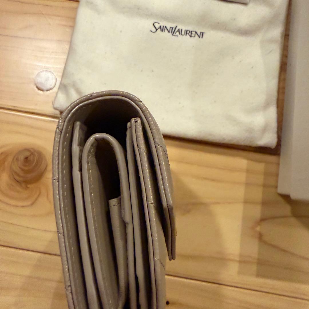 SAINT LAURENT ダークベージュ 折り財布