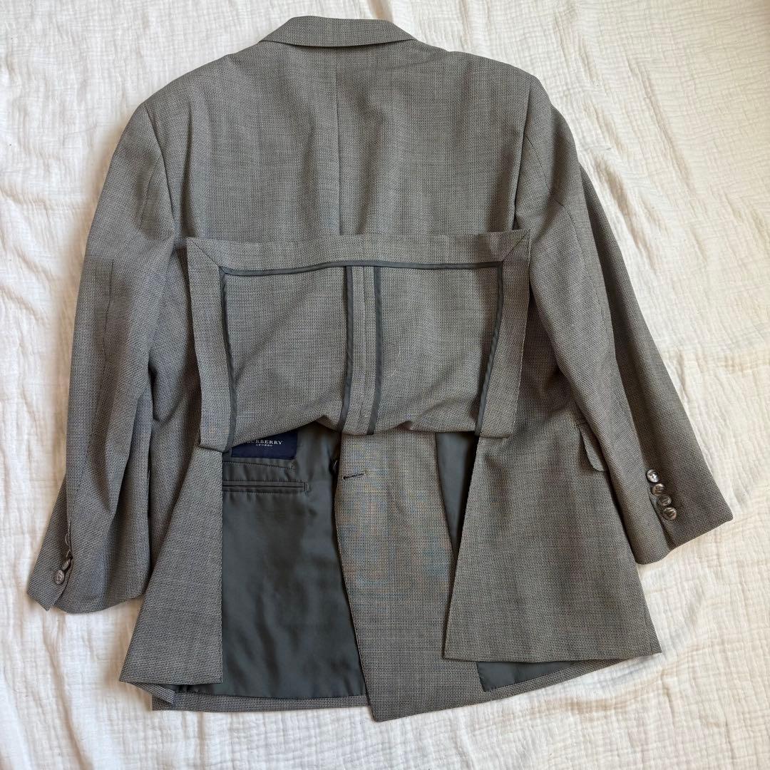 極美品☆BURBERRY LONDON/ダブル/テーラード/銀ボタン/モヘア/絹