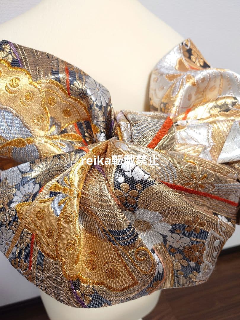 正絹　二部式　作り帯　振袖　成人式　十三詣り　一点物　蝶柄