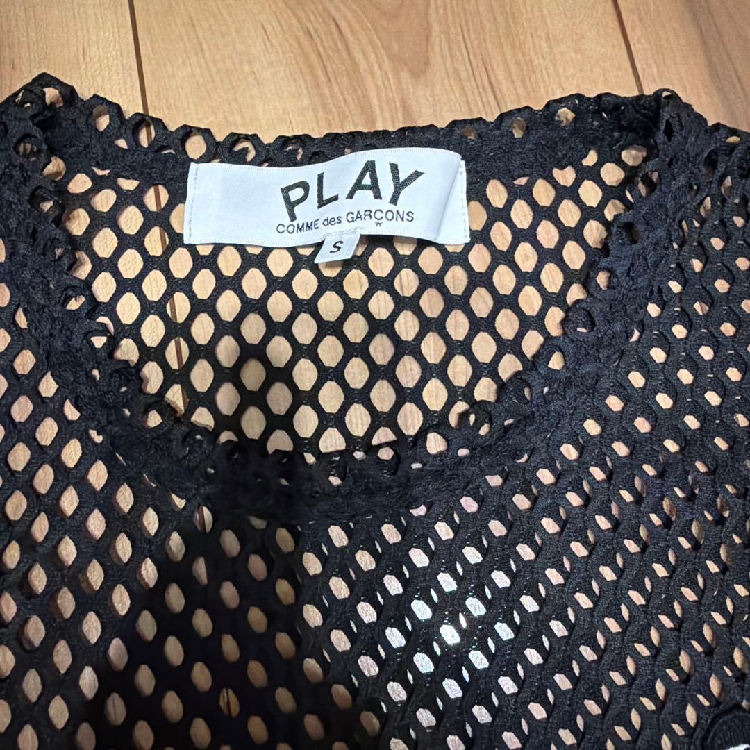 COMME des GARÇONS PLAY メッシュTシャツ S ブラック