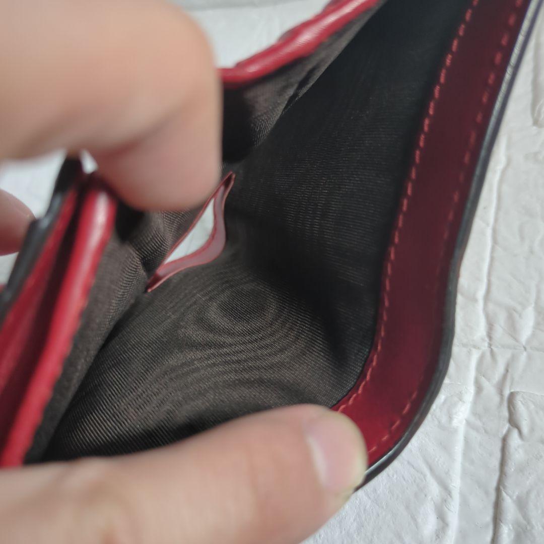 【美品】グッチ シマ コンパクト財布 赤 レザー リボン