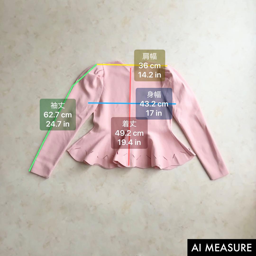 美品✨セルフォード スリットヘムペプラムカーディガン ジップアップ ピンク 36