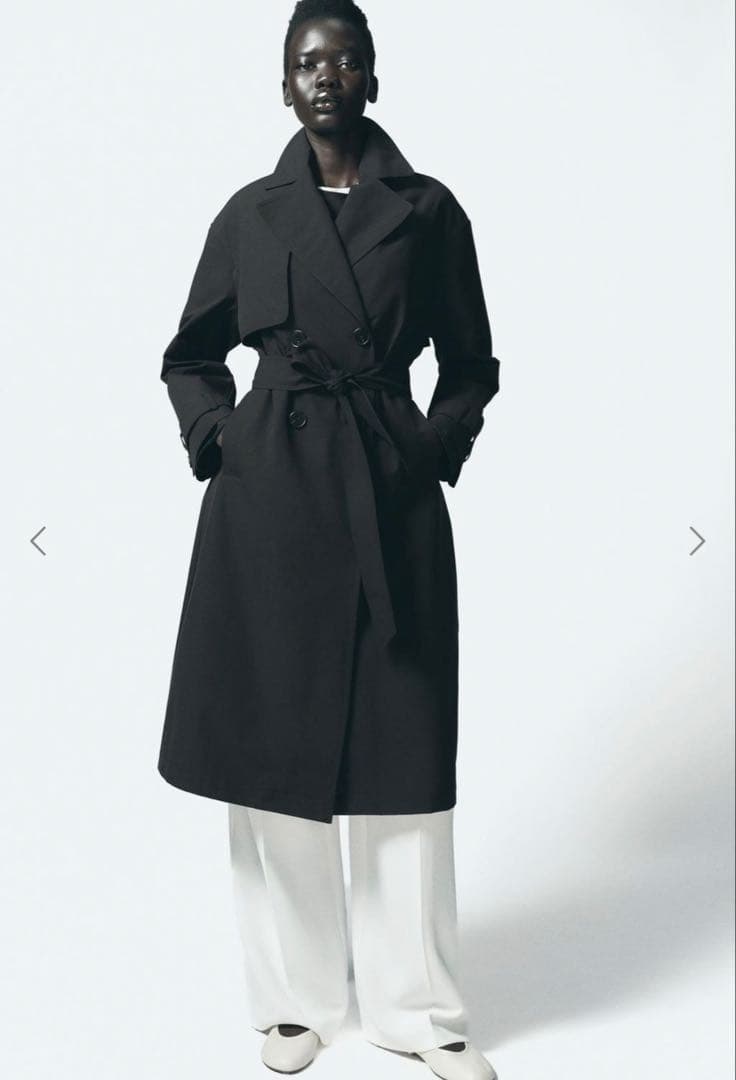 新品　ZARA Sサイズ 黒 ベルト付きトレンチコート