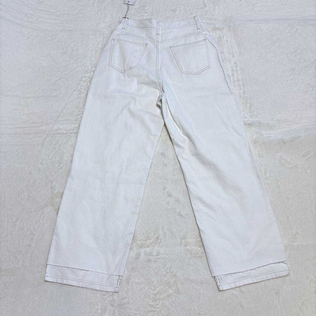【新品】YENN イエン　デニム　ハイライズ タック ワイド パンツ 白　38
