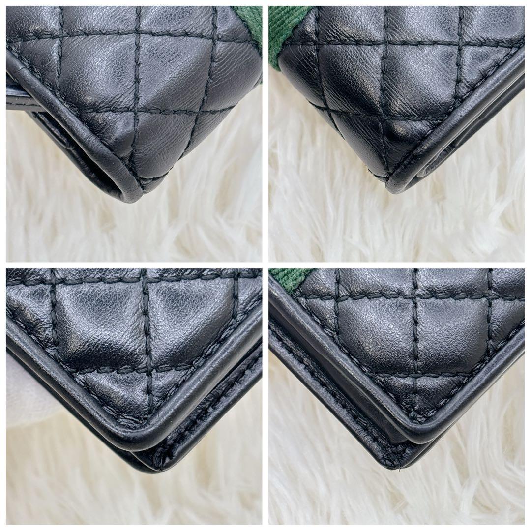 美品✨GUCCI 二つ折り財布 キルティング シェリーライン GGマーモント