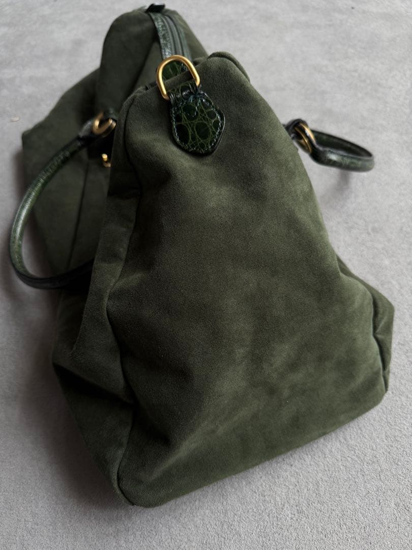 オールドBALENCIAGAバレンシアガ ロゴ スウェード ボストン バッグ