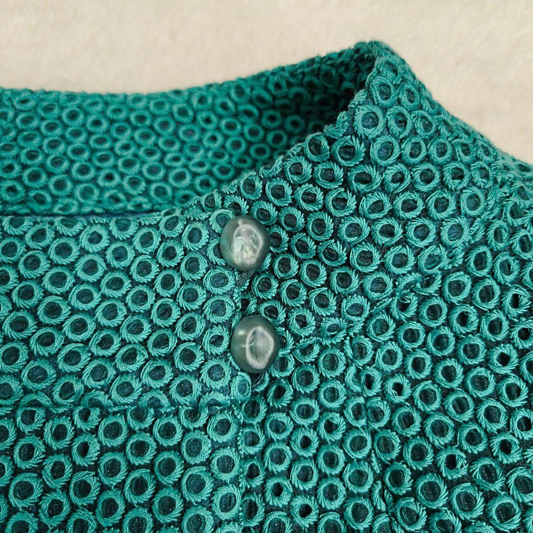 シビラ　豪華総刺繍　スプリングコート　日本製　グリーン　M　美品　希少