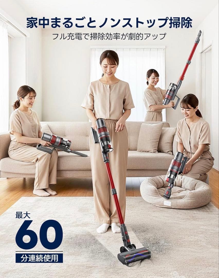 【新品未使用】掃除機 コードレス 55000pa超強力吸引60分連続稼働　自立