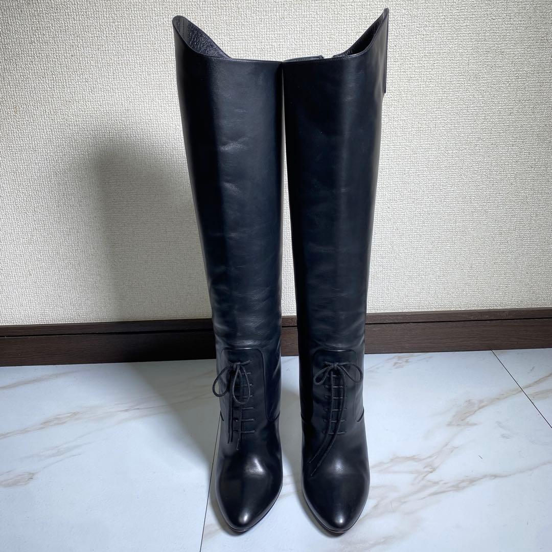 13AW♡グッチ バックジップ パリコレランウェイモデル ニーハイブーツ