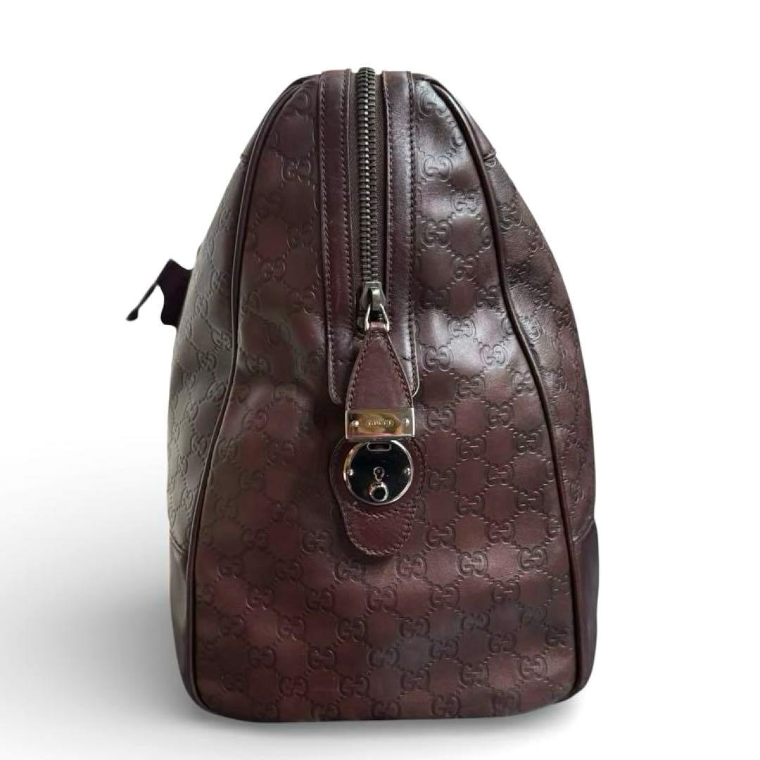 レア美品✧GUCCI ボストンバッグ 本革オールシマレザー 大容量34L鍵付