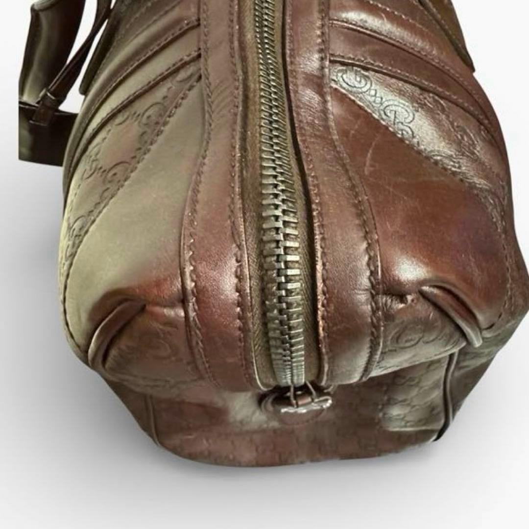 レア美品✧GUCCI ボストンバッグ 本革オールシマレザー 大容量34L鍵付