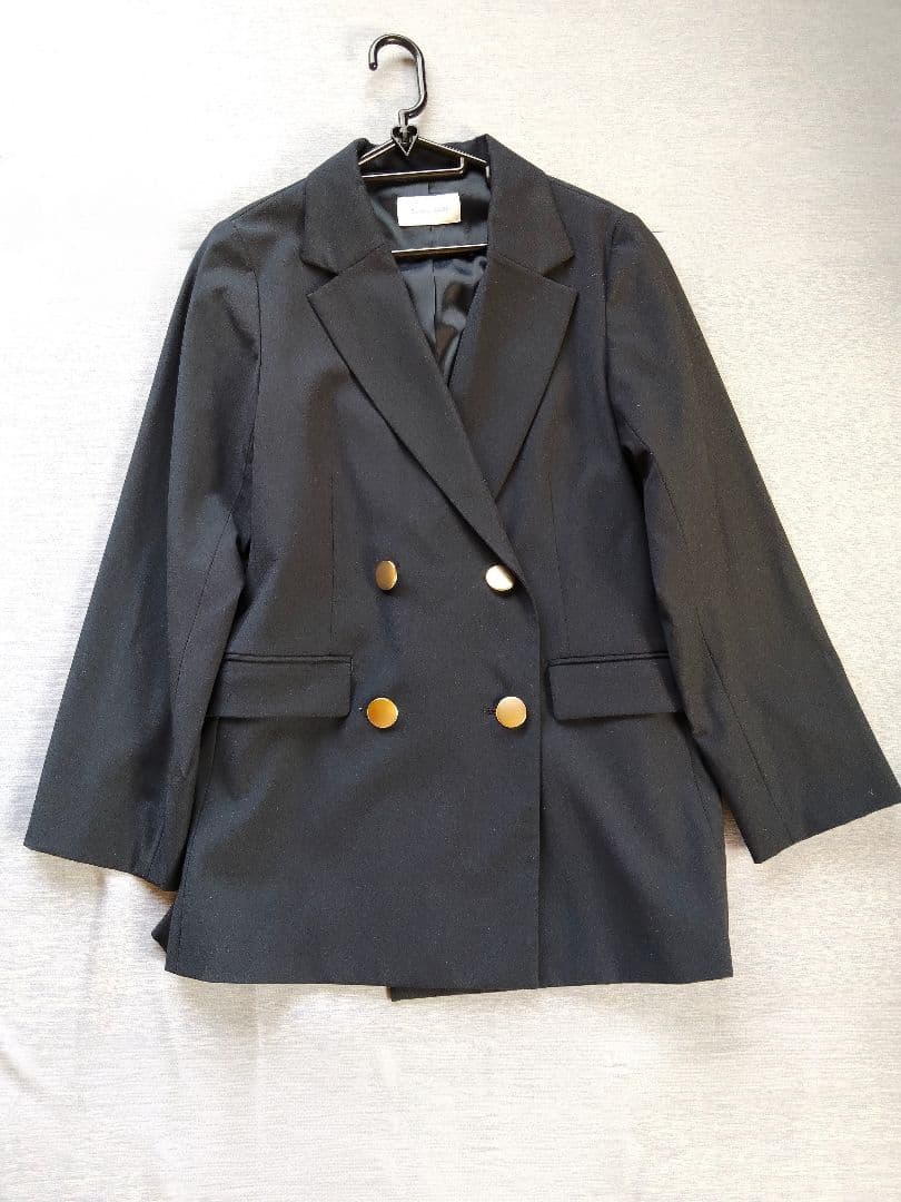GLOBAL WORK ウツクシルエットダブルジャケットネイビーS