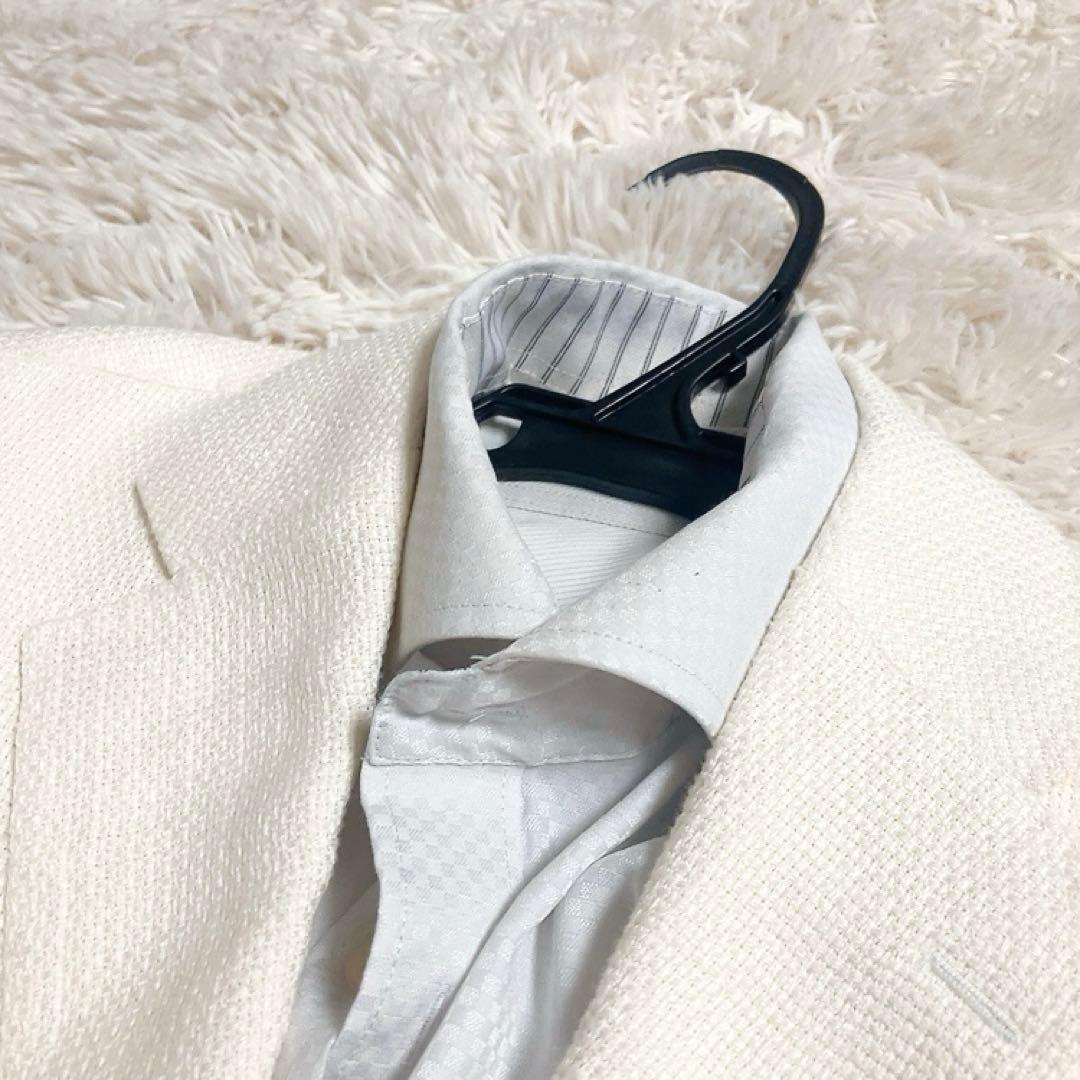 【リネン100%・美品】BEAMS F　テーラード　アイボリー　50　貝ボタン