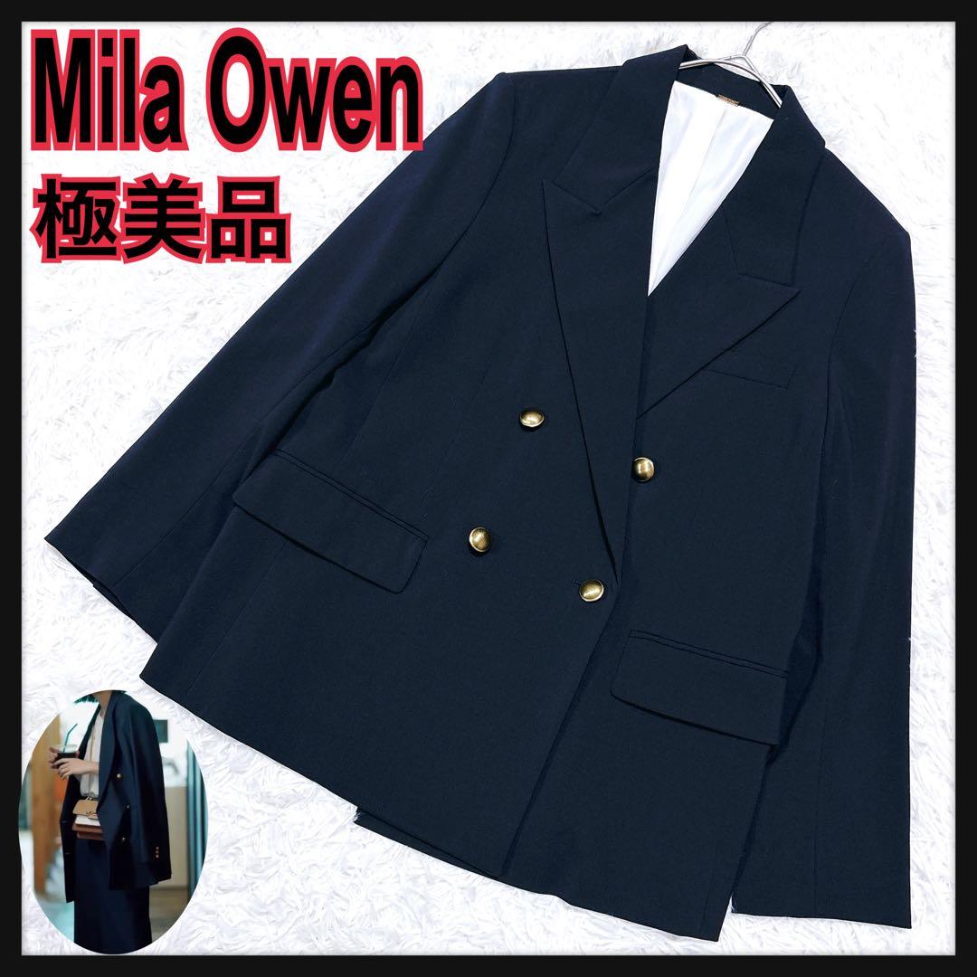 極美品ミラオーエンMila Owen金釦ダブルブレザー ジャケットM紺ブレ人気