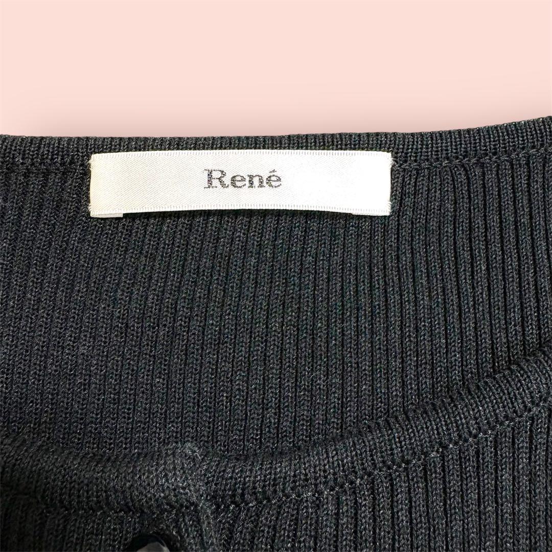 超美品♡Rene ルネ カーディガン 黒 キラキラビジュー付 34 Sサイズ相当
