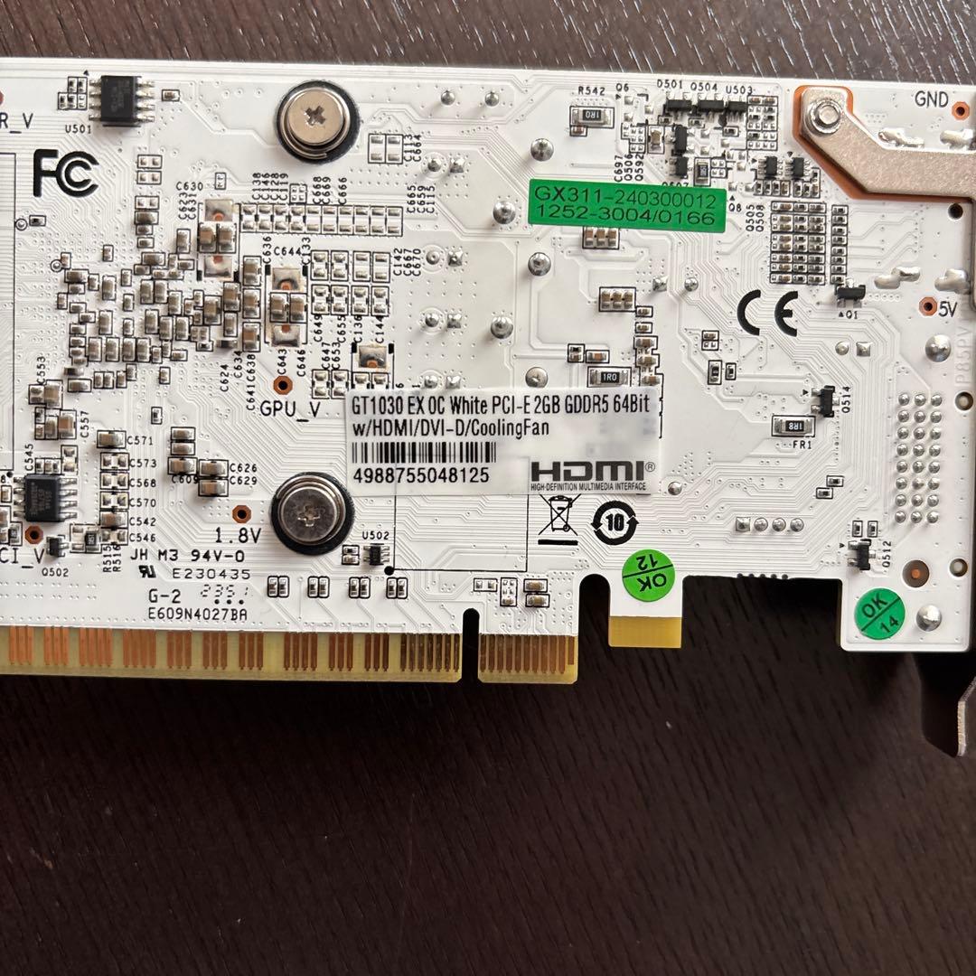 美品　Geforce GT1030 白色 2GB DDR5