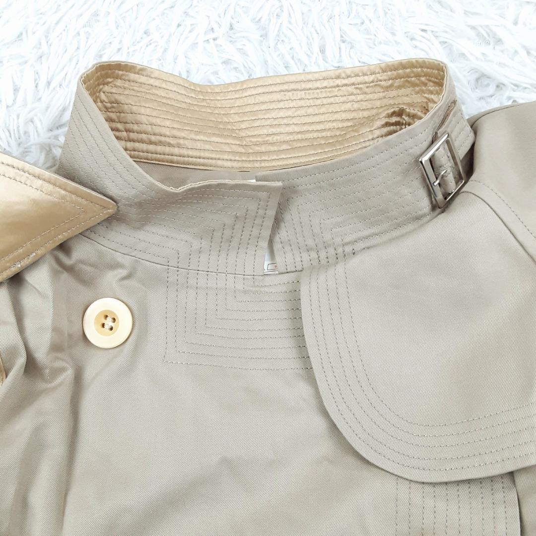 美品◎sacai ショートトレンチコート ベージュ シルク ケープデザイン 希少
