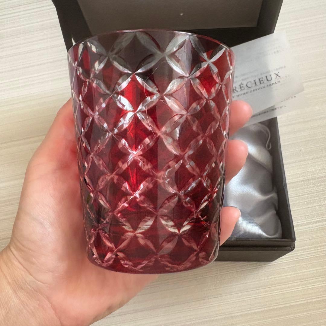 PRÉCIEUX 赤 カットガラス グラス　レイクアルスタータオルセット　専用