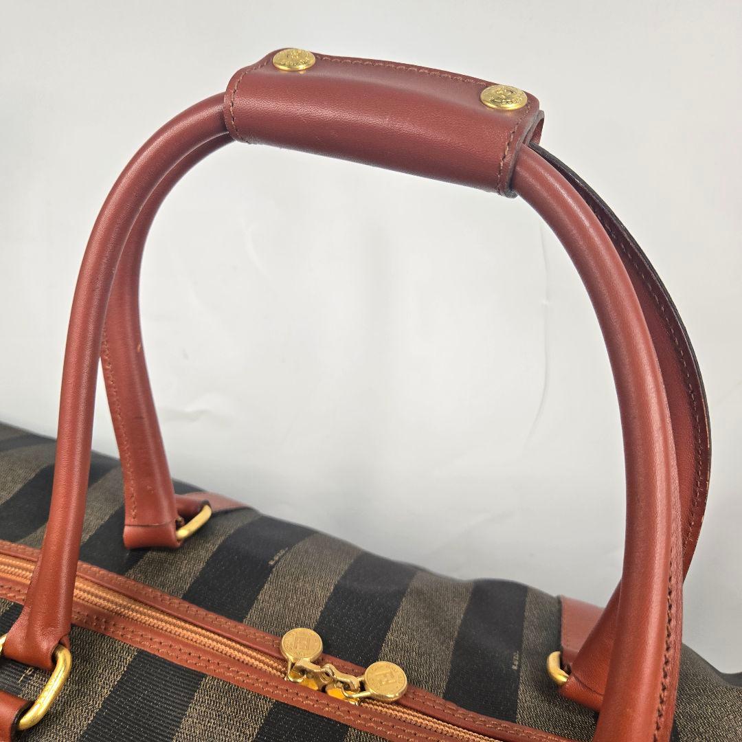 美品 FENDI 2way ボストンバッグ ペカン PVC レザー ハンドバッグ