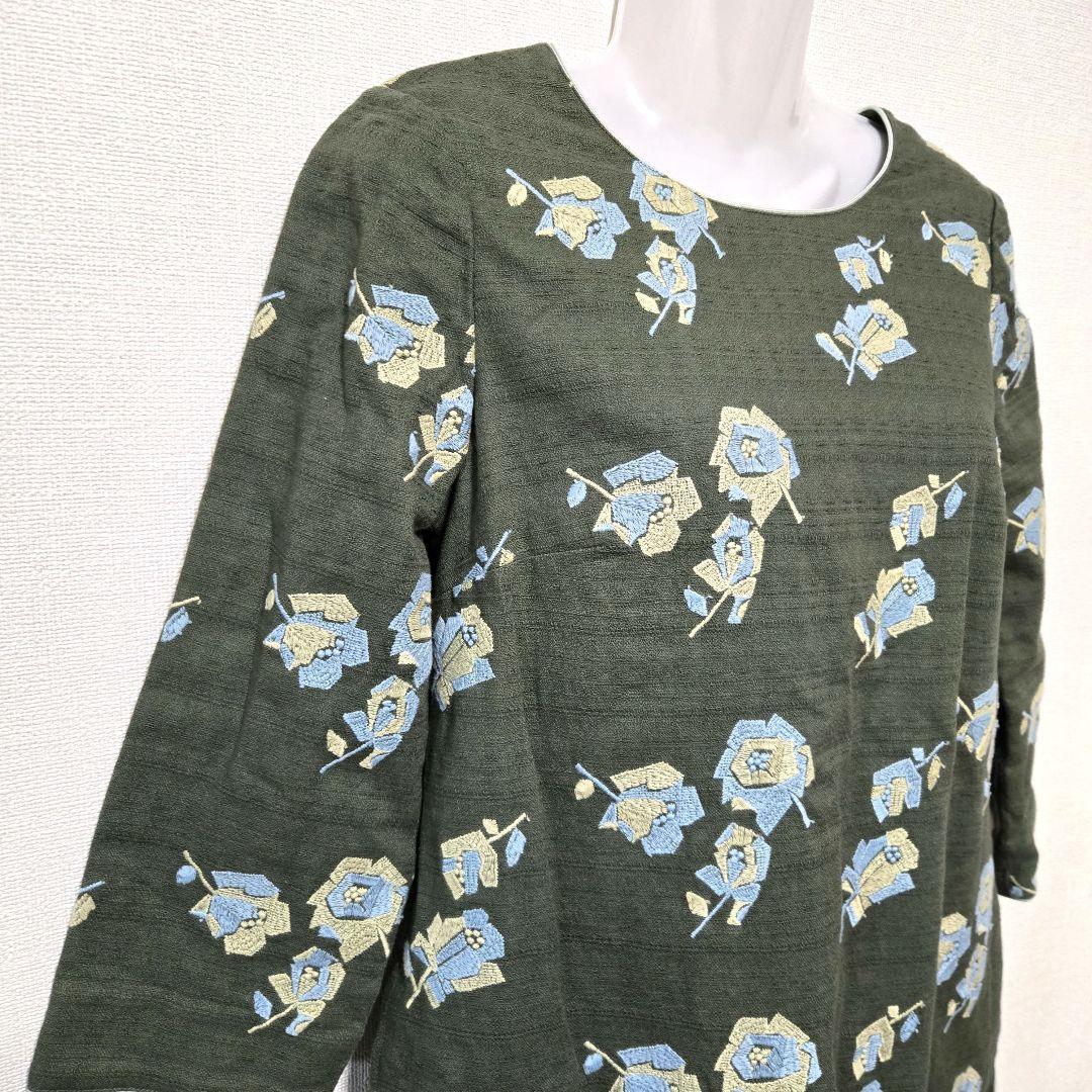 Sally Scott 薔薇 刺繍 ワンピース blockRoseコットン100