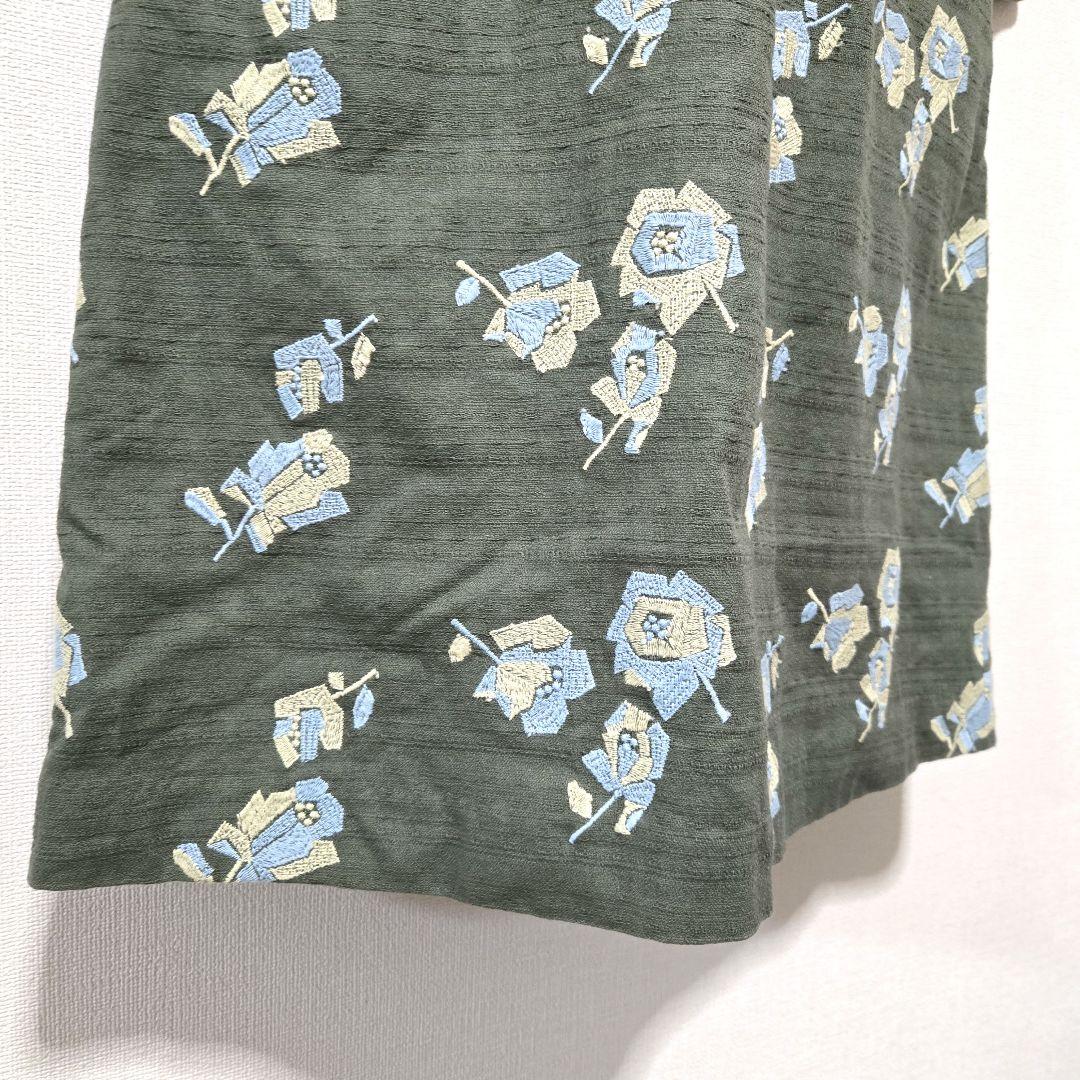 Sally Scott 薔薇 刺繍 ワンピース blockRoseコットン100
