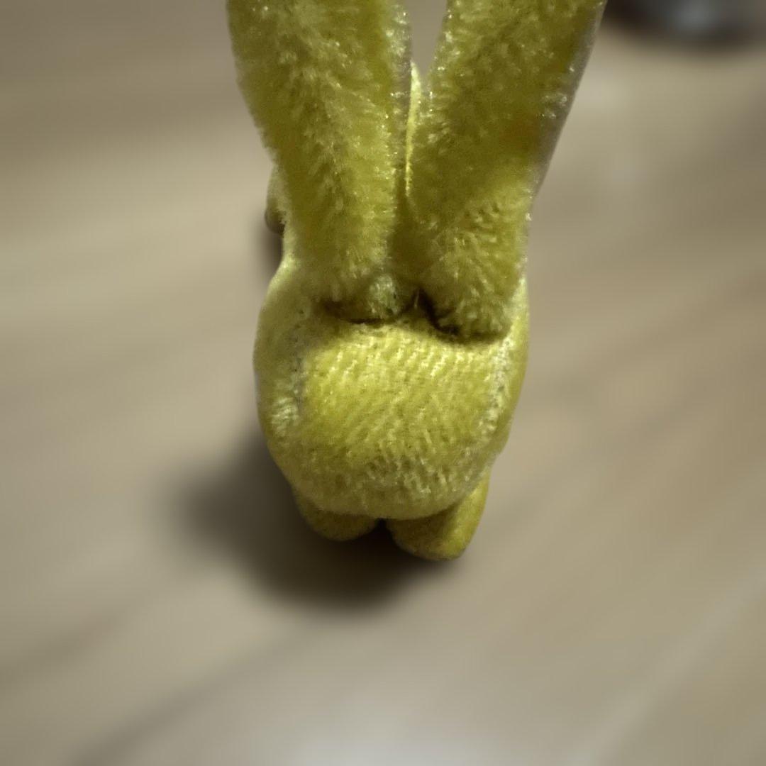 アンティーク　跳ねうさぎ　ぬいぐるみ 黄色