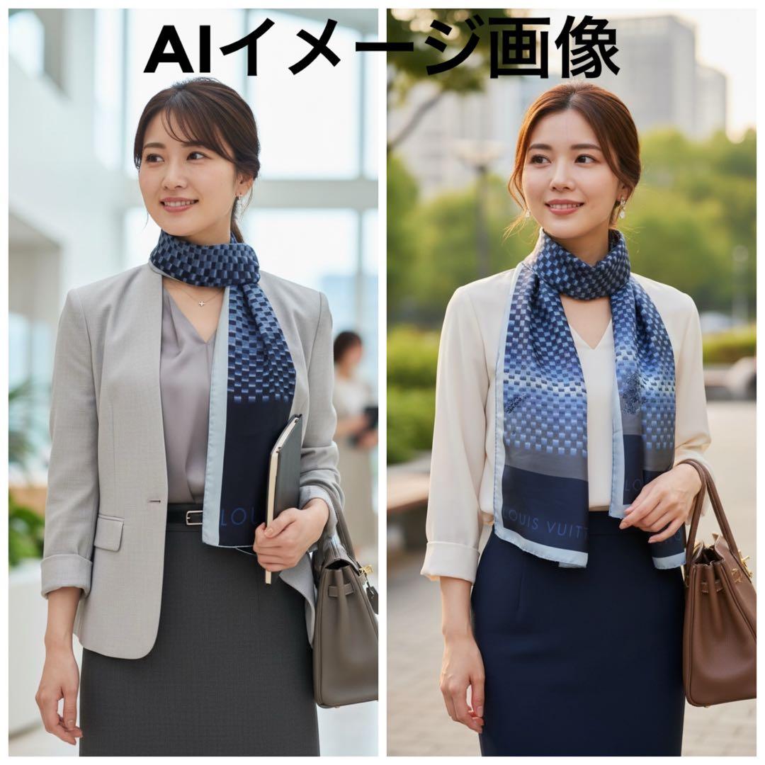 ルイヴィトン LOUIS VUITTON シルク ロングスカーフ/ストール 箱付