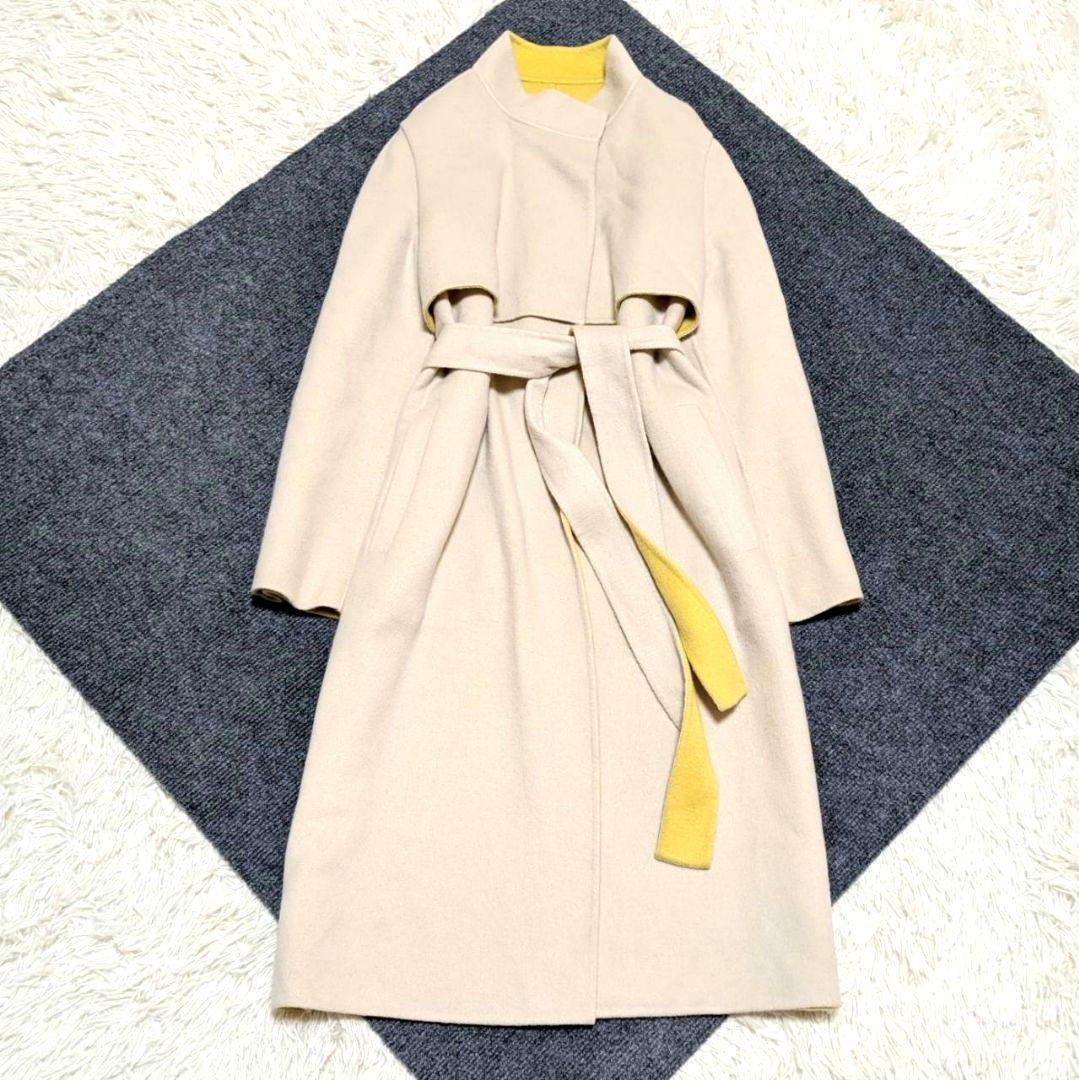 アナイ ガウンコート ダブルフェイス ロング Aライン ベルト ベージュ M