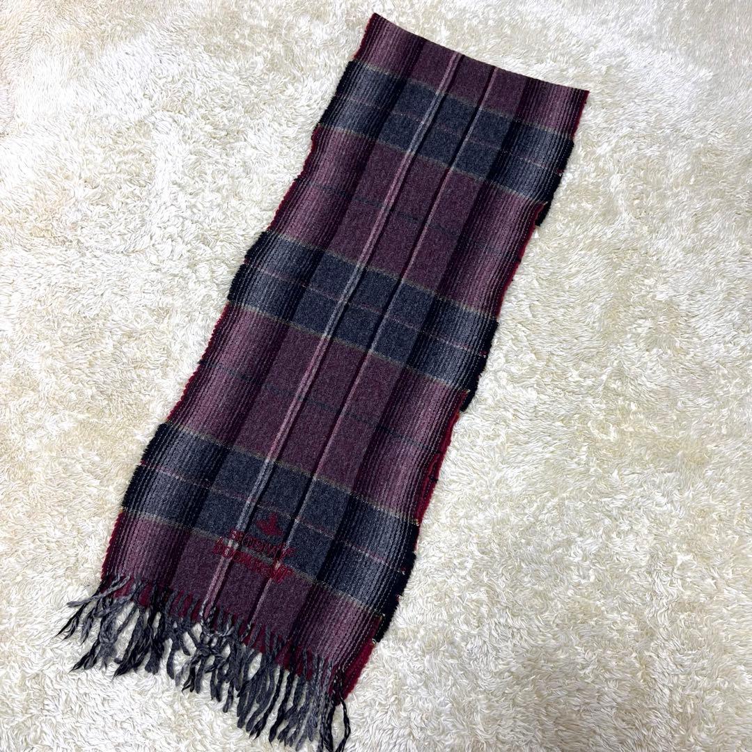 希少 Vivienne Westwood チェック柄 マフラー　ウール オーブ