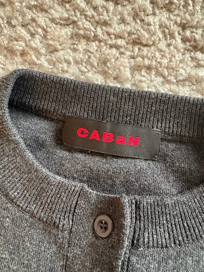 CABaN コットンカシミアクルーネックカーディガン　チャコールグレーS