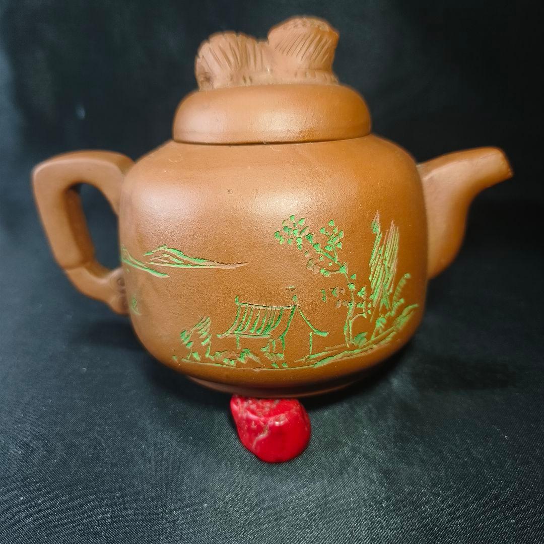 紫砂茶壺 臥虎蔵龍壺 宜興元坑紫砂 癸酉年1993年製 作家物 在銘 未使用美品