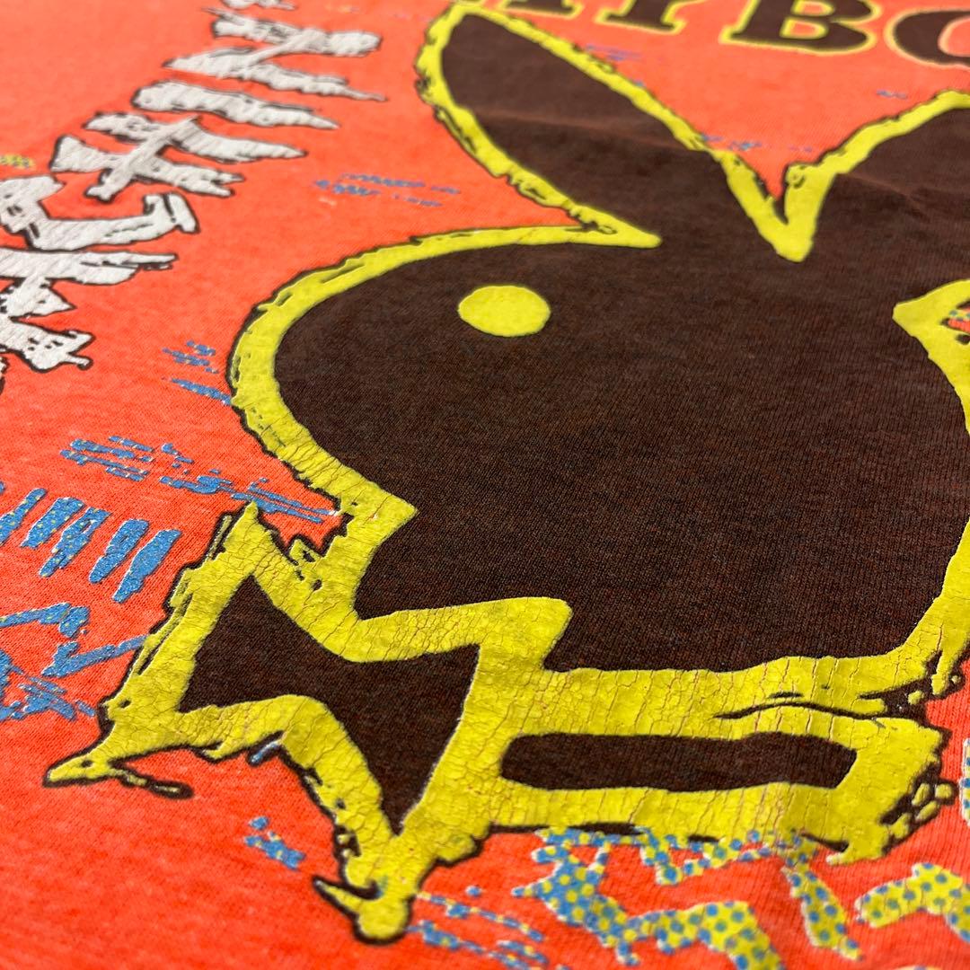 80s PLAY BOY プレイボーイ USA製 カラーフロッキー Tシャツ