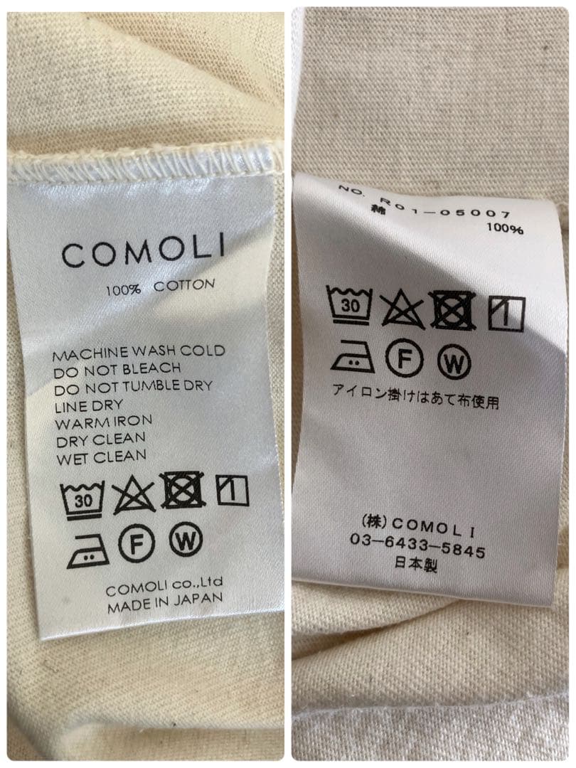 【COMOLI】旧型 フットボールTシャツ エクリュ サイズ1 希少