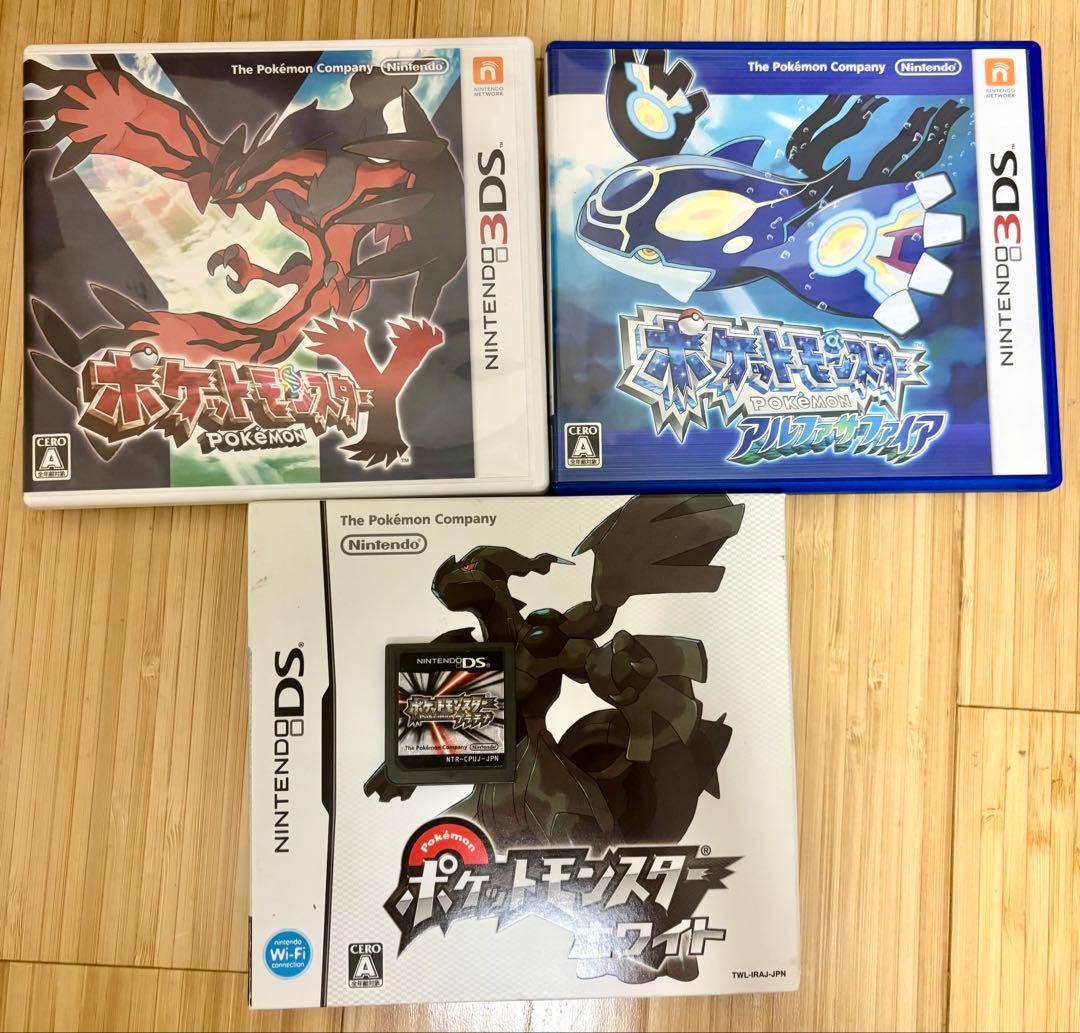 ポケモンシリーズ4作品まとめ売り　プラチナ、ホワイト、Y、　アルファサファイア
