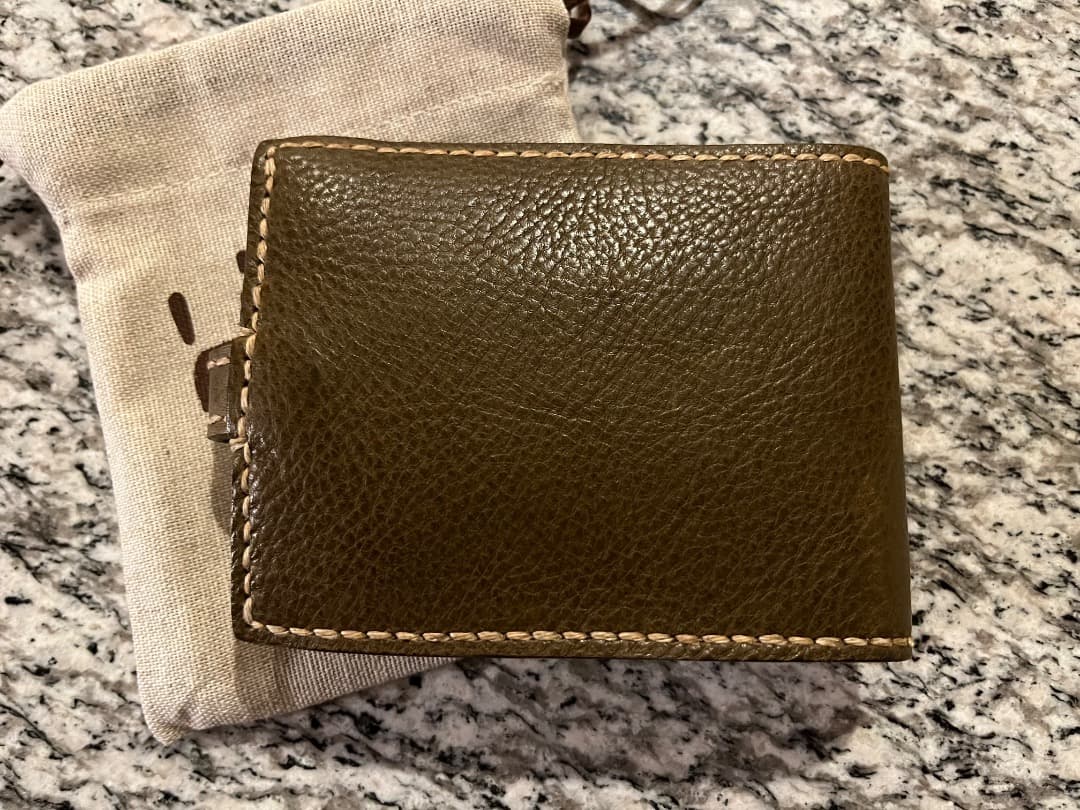 HenryCuir 二つ折り財布 SAGACEカーキ保存袋タグ付き未使用品
