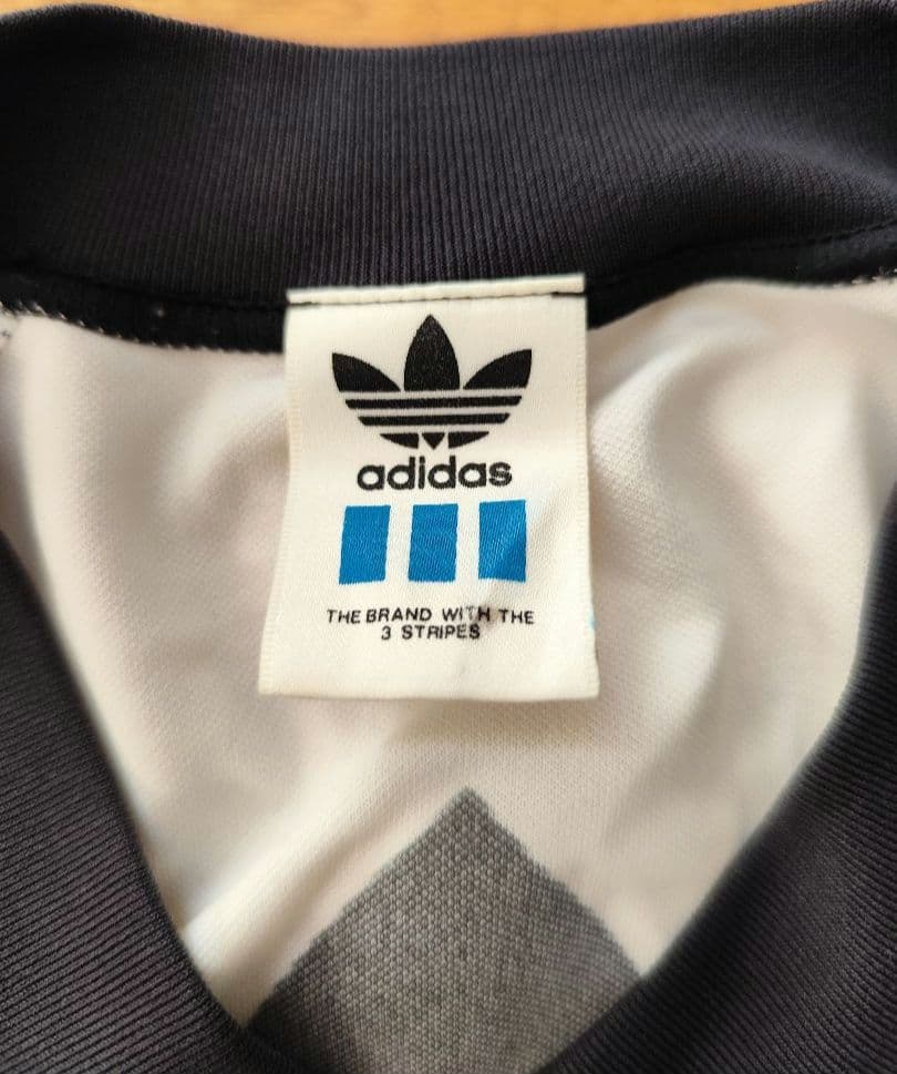 adidas® 90's ゲームシャツ M-L 白/黒トレフォイルロゴ