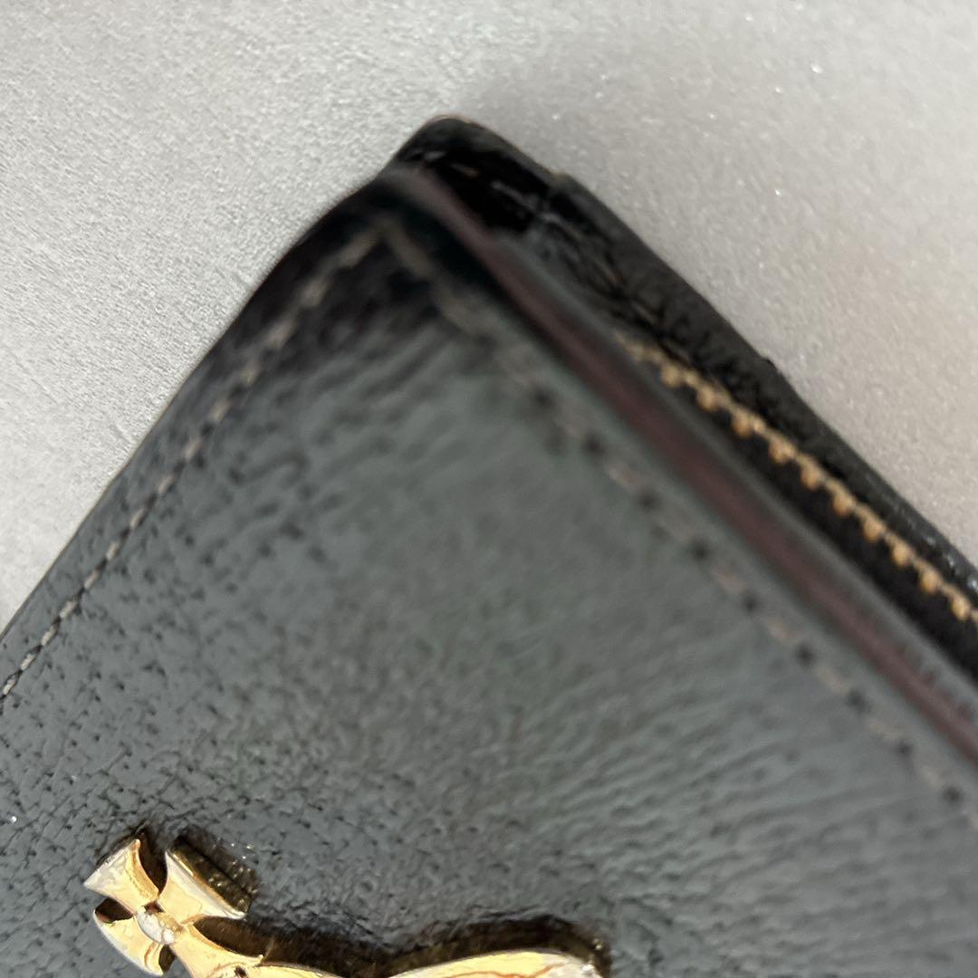ヴィヴィアンウエストウッド　レザー 二つ折り財布 ミニ小銭入れ　金色ビッグロゴ