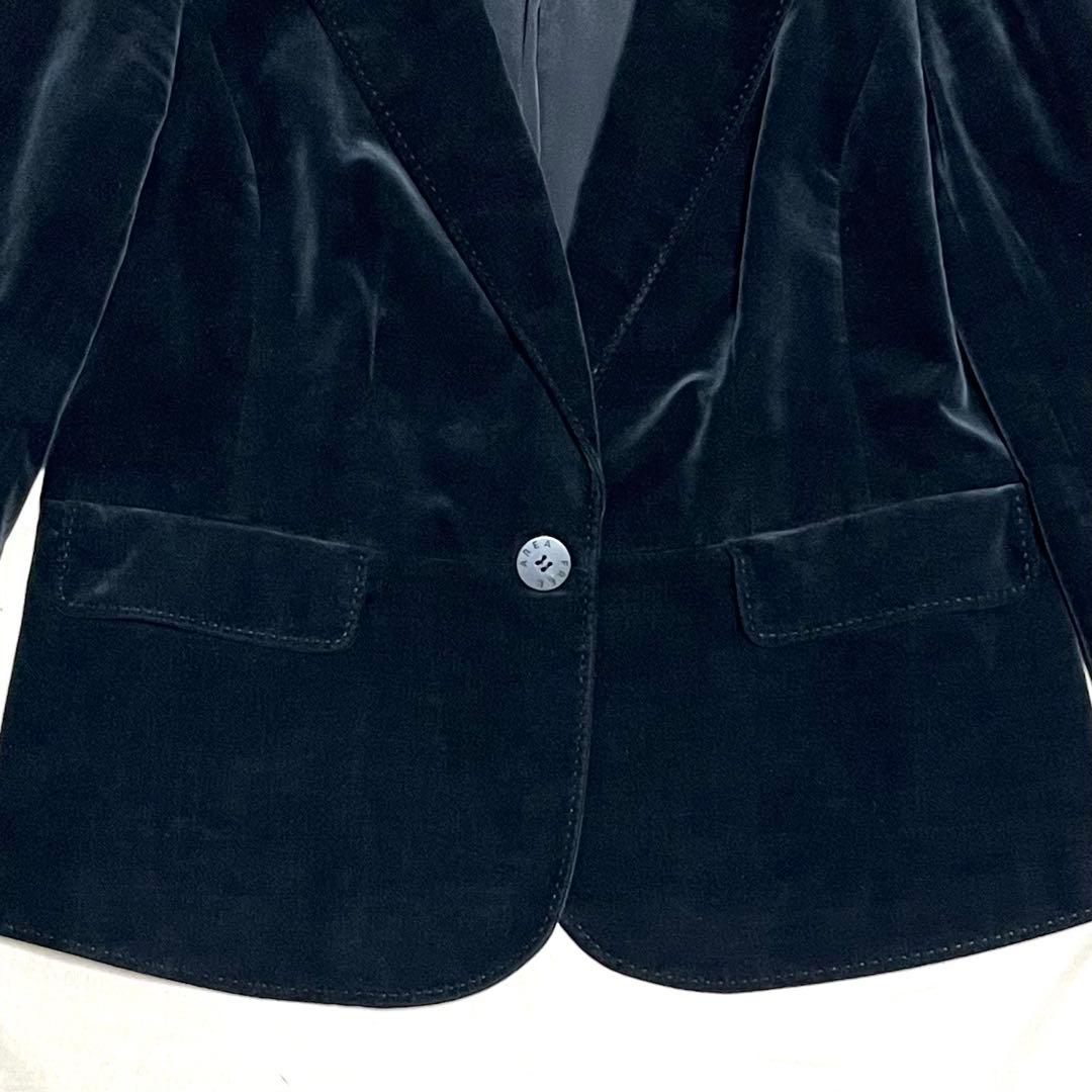 【希少サイズ3XL　美品】自由区　テーラードジャケット ベロア　ロゴボタン　黒