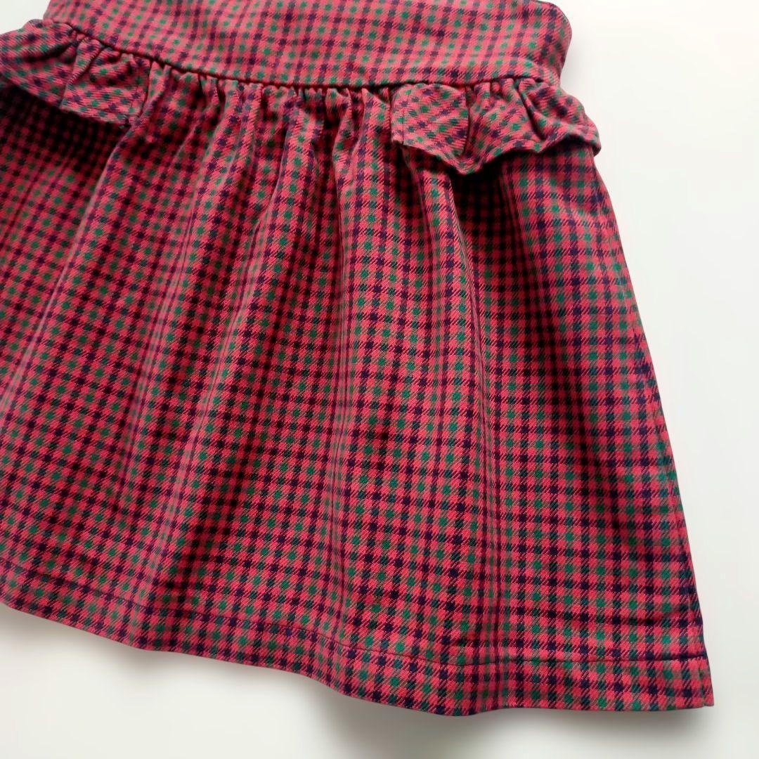 美品★90cm familiar ファミリア チェックフリルワンピース