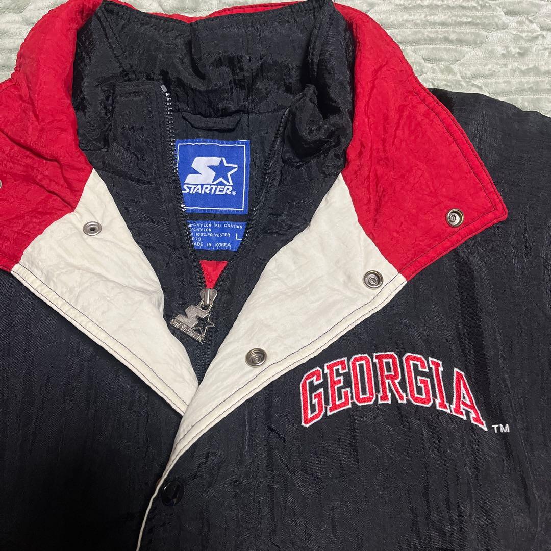 【NCAA】 ジョージア大学 中綿プルオーバーナイロンジャケット 刺繍 90S