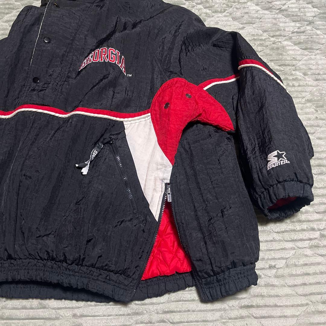 【NCAA】 ジョージア大学 中綿プルオーバーナイロンジャケット 刺繍 90S