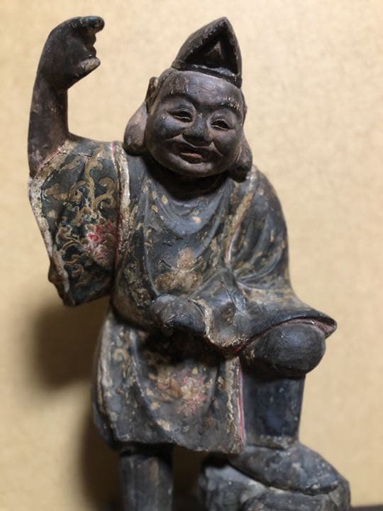 【江戸時代】大黒天　恵比寿像　木像　木彫