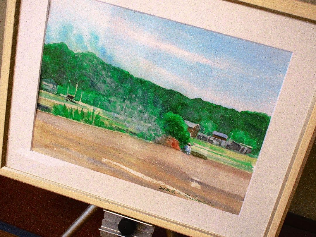 風景画 水彩画 2016年制 F6サイズ 額装済み