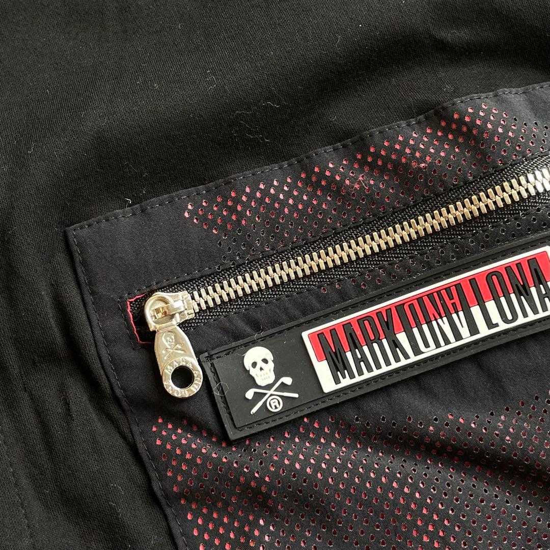 MARK&LONA ポロシャツ 黒 ゴルフ スカル刺繍 サイズ50（LL）